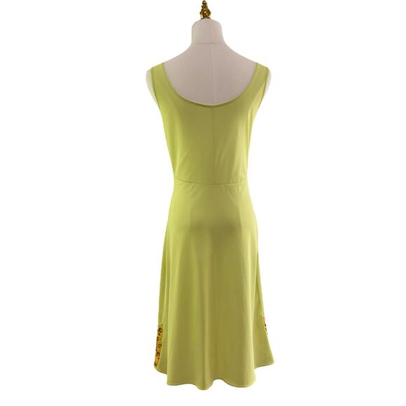 Vintage 60s Lime Green & Brown Nylon Wide Strap Full Slip Dress Women's Size M - Picture 7 of 10